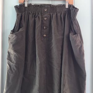 Shein 2X paper bag skirt- Army Green